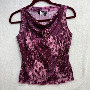 Vintage‎ Rampage M Purple Pink Beaded Cowlneck Top Y2K Cyber E-Girl Festwear Alt